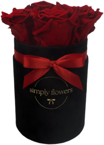 Czerwone wieczne róże czarny flower box Mini
