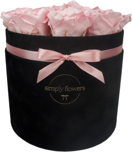Pudroworóżowe wieczne róże czarny flower box Maxi 